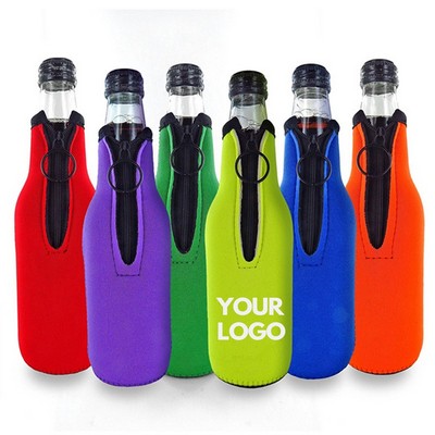 11oz Custom Neoprene Cooler Zip Up Beer Bottle Insulators Sleeve